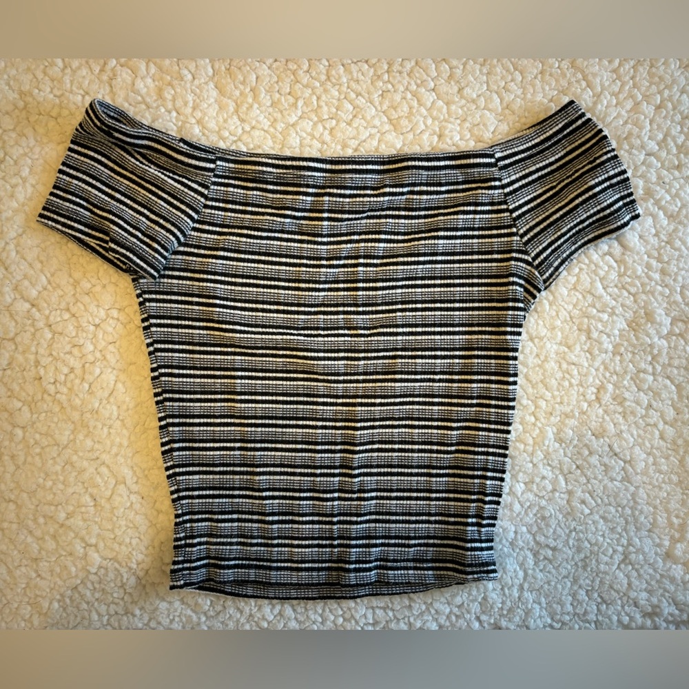 Striped Off the Shoulder Crop Top